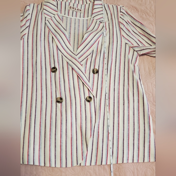 Anthropologie Dolan Anna Double-Breasted Linen blend Striped Blazer Sz L - Picture 5 of 6
